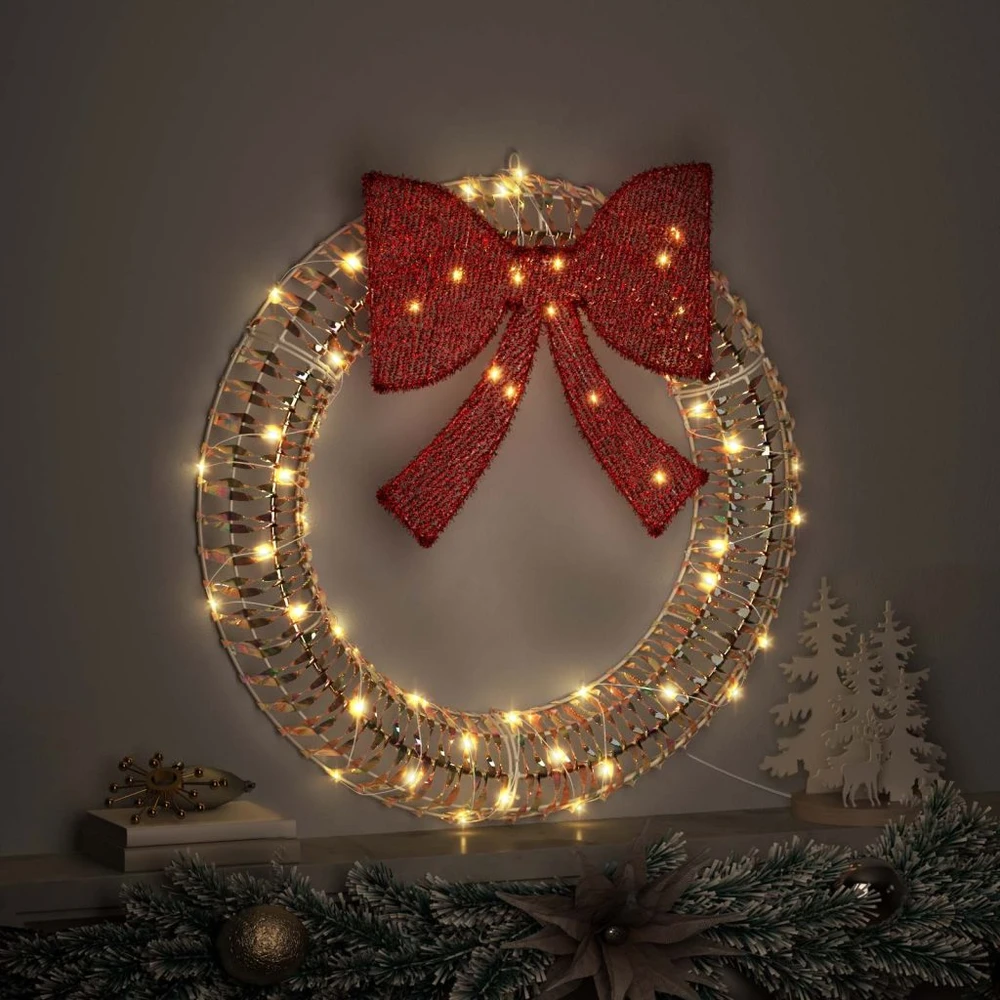 Vainikas Šilta balta 75 x 75 x 8 cm PET 60 LED