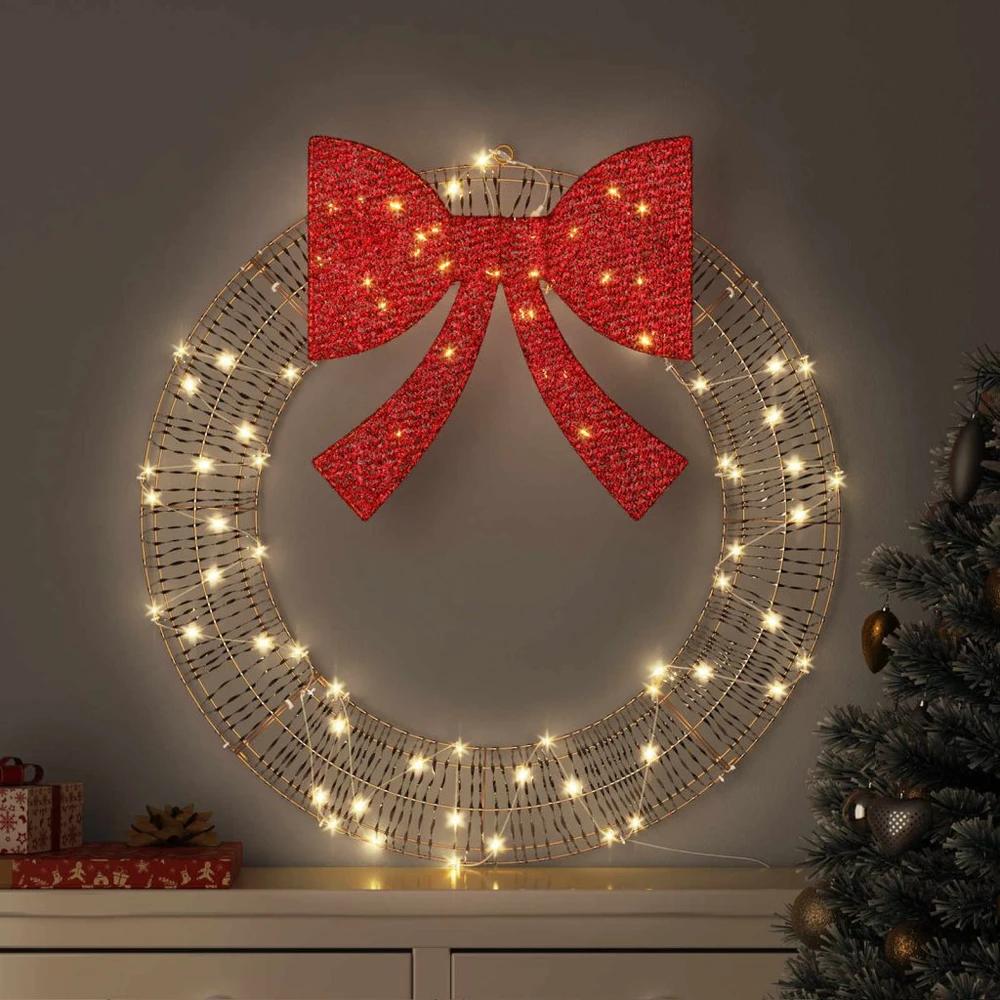 Vainikas Šilta balta 75 x 75 x 8 cm PET 60 LED