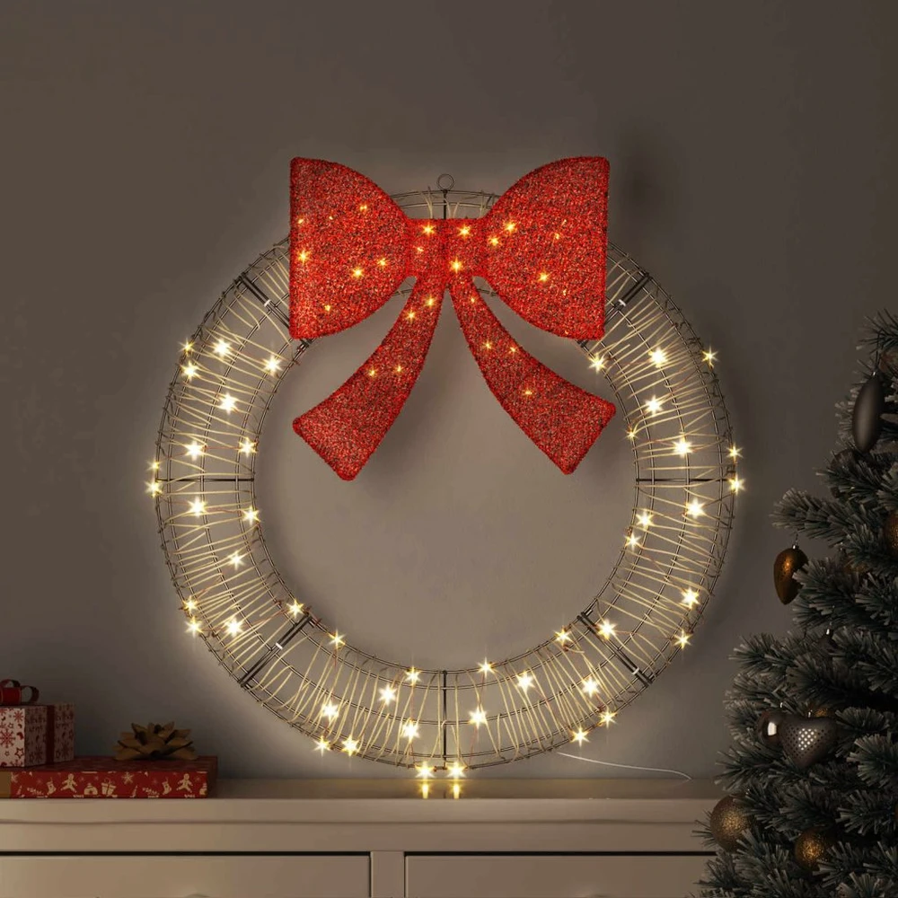 Vainikas 80 LED Šilta balta 90 x 90 x 9 cm Ratanas