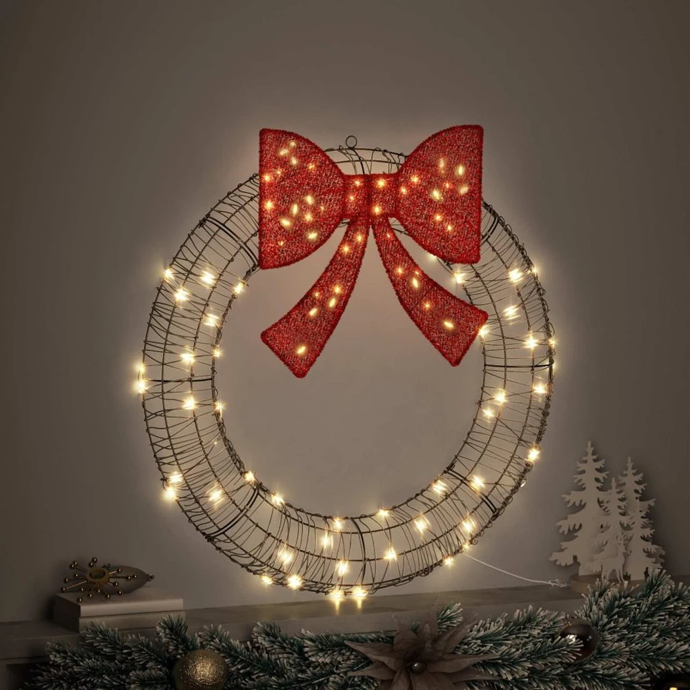 Vainikas 80 LED Šilta balta 90 x 90 x 9 cm Ratanas