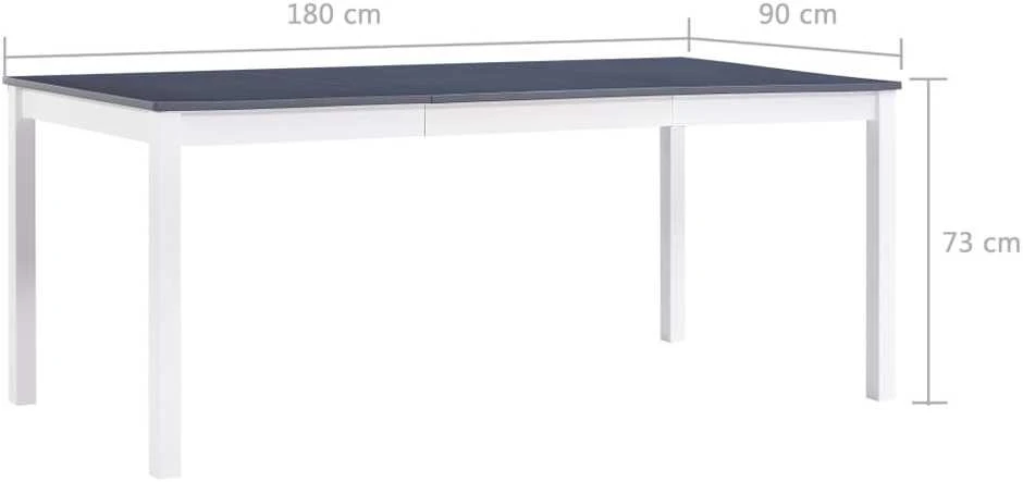 Valgom. stalas, balt. ir pilk. sp., 180x90x73cm, puš. med. mas.