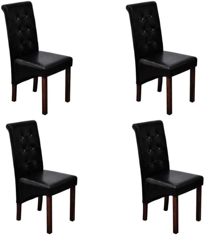 Valgomojo kėdės, 4 vnt., juodos spalvos, dirbtinė oda