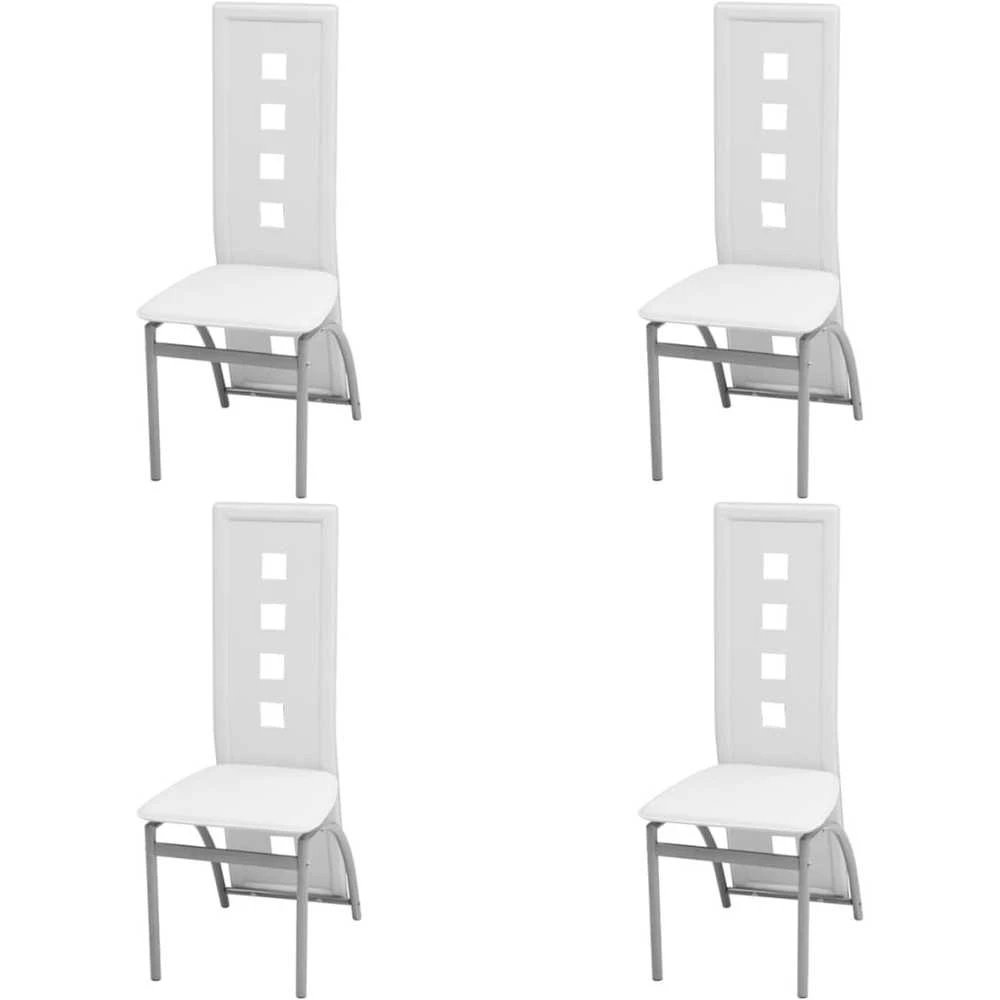 Valgomojo kėdės, 4vnt., baltos spalvos, dirbtinė oda