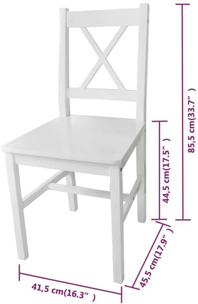 Valgomojo kėdės, 6 vnt., baltos, pušies mediena