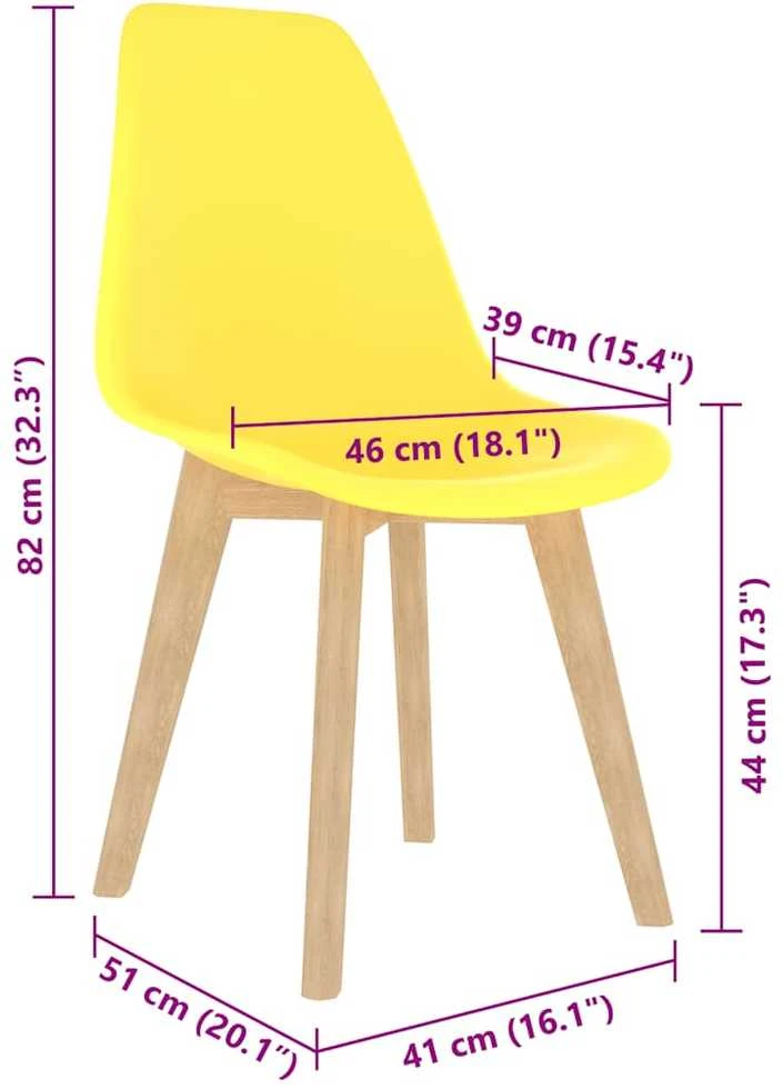 Valgomojo kėdės, 6vnt., geltonos, plastikas