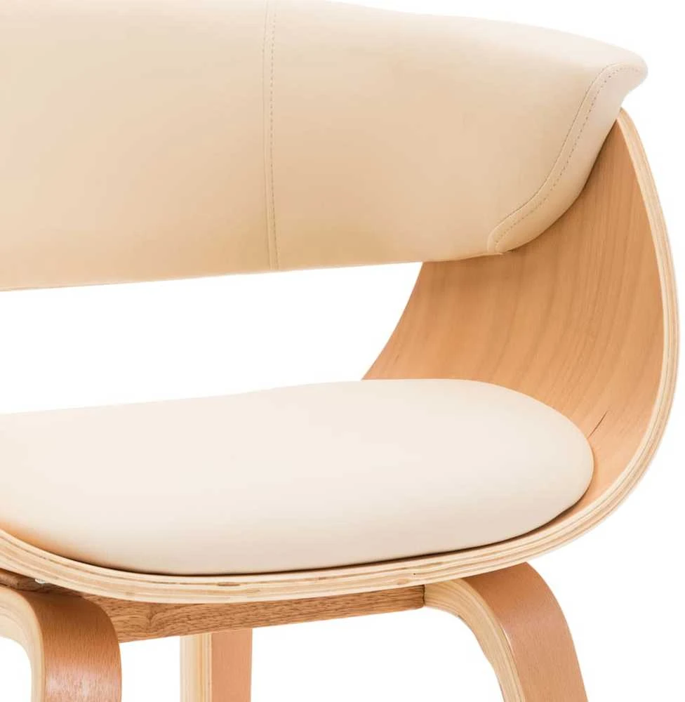 Valgomojo kėdės, 6vnt., krem. sp., išlenkta med. ir dirbt. oda