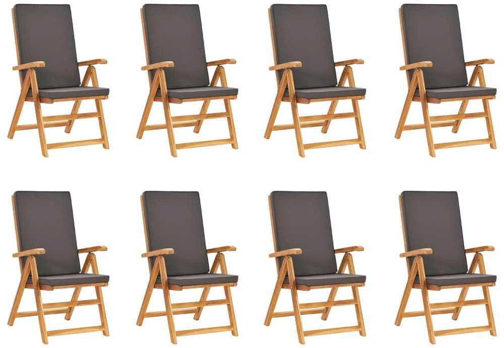 Lauko baldų komplektas Valgomojo komplektas su pilkomis pagalvėmis, 9 dalių, tikmedis