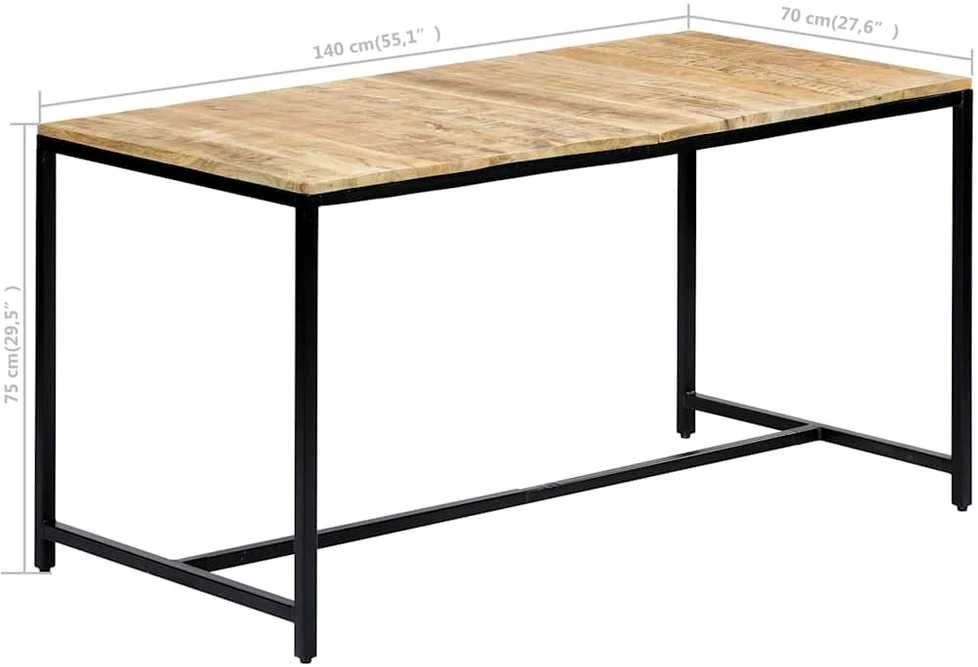 Valgomojo stalas, 140x70x75cm, neapdorotos mango med. masyvas