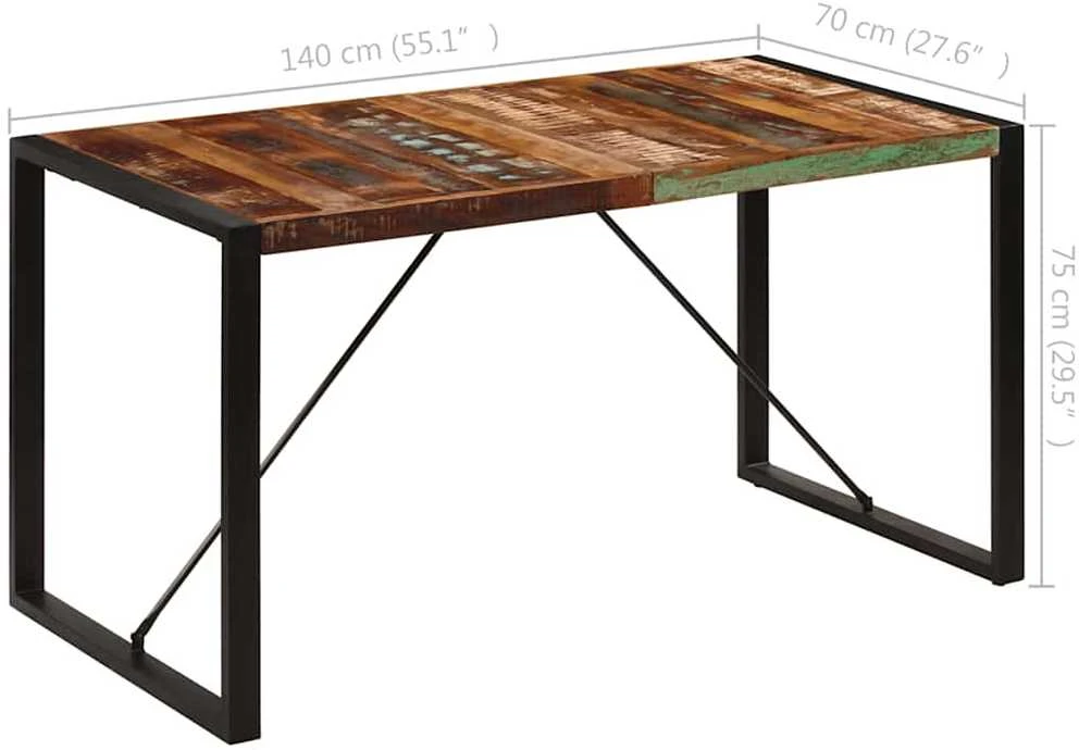 Valgomojo stalas, 140x70x75cm, perdirbtos medienos masyvas