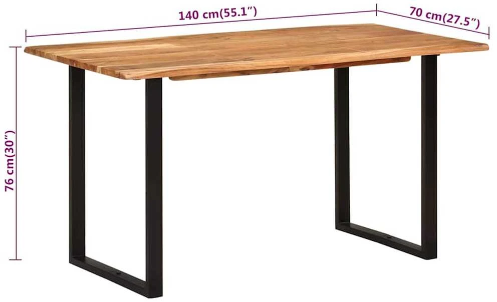 Valgomojo stalas, 140x70x76cm, akacijos medienos masyvas