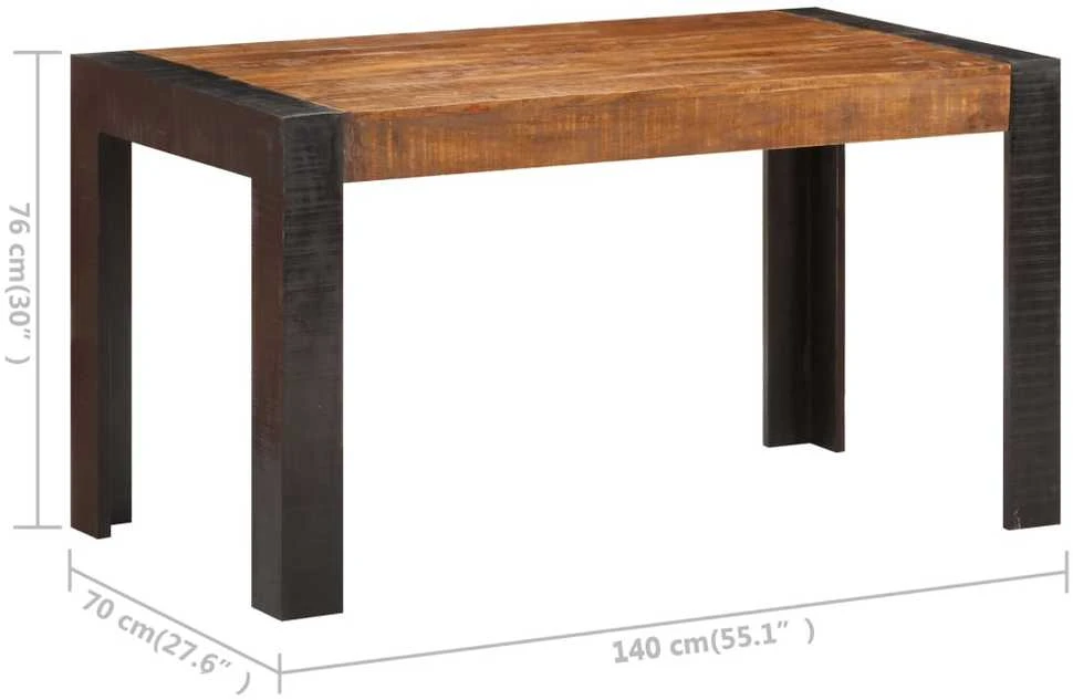 Valgomojo stalas, 140x70x76cm, neapdorota mango mediena