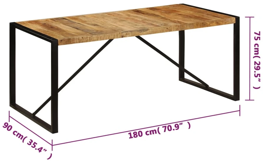Valgomojo stalas, 180x90x75cm, mango medienos masyvas