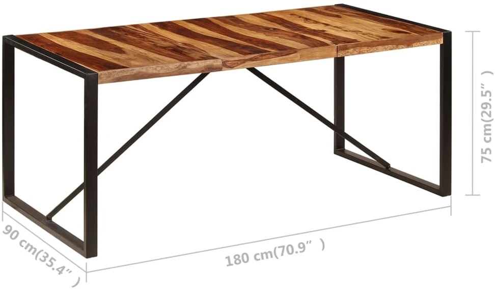 Valgomojo stalas, 180x90x75cm, rausv. dalberg. medienos masyvas