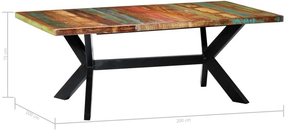 Valgomojo stalas, 200x100x75cm, perdirbtos medienos masyvas