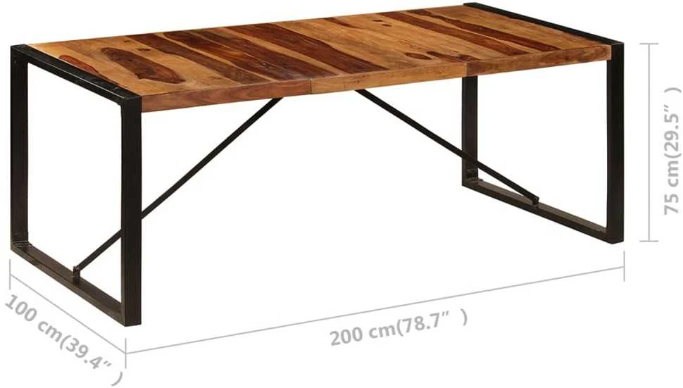 Valgomojo stalas, 200x100x75cm, rausv. dalb. medienos masyvas