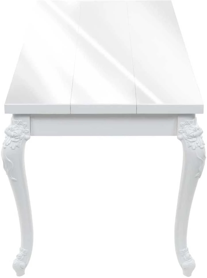 Valgomojo stalas, baltas, 179x89x81 cm, labai blizgus