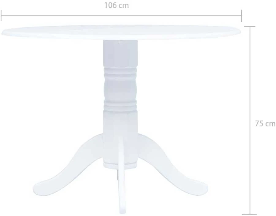 Valgomojo stalas, baltos sp., 106cm, kaučiukmedžio med. masyvas