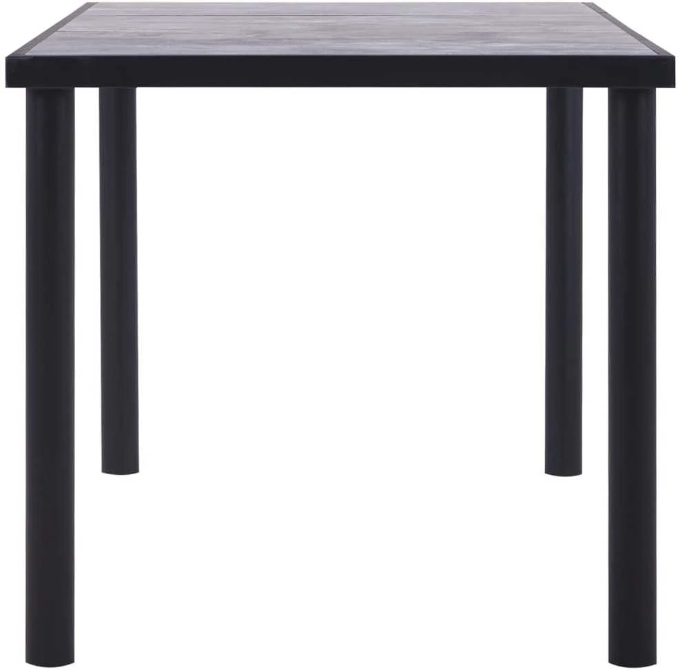 Valgomojo stalas, juodas ir betono pilkas, 160x80x75cm, MDF
