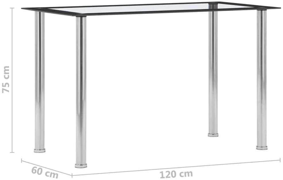Valgomojo stalas, juodas ir skaidrus, 120x60x75cm, stiklas