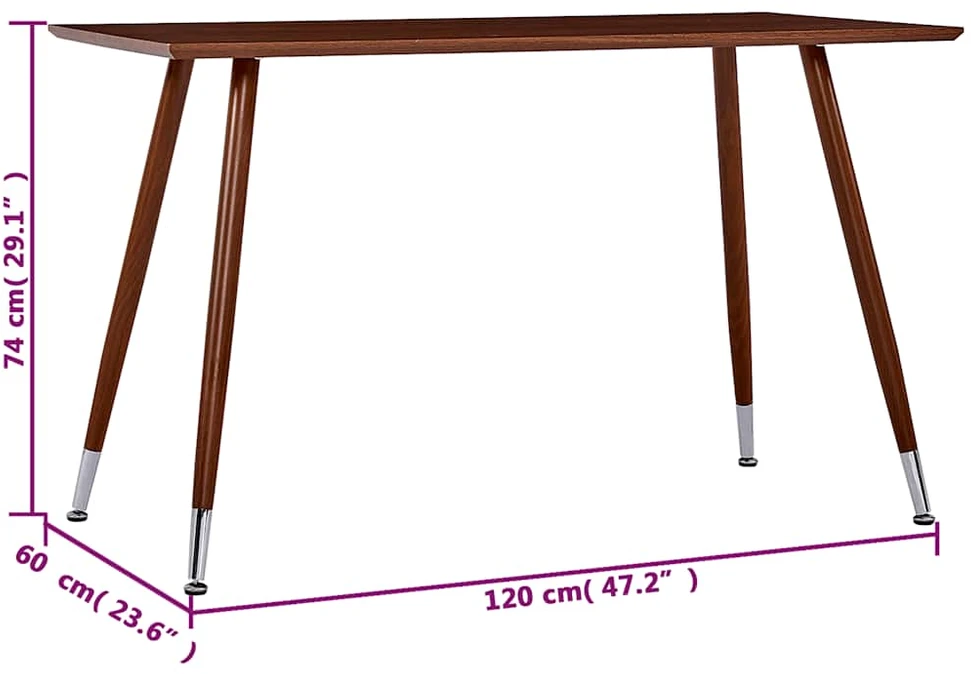 Valgomojo stalas, rudos spalvos, 120x60x74cm, MDF