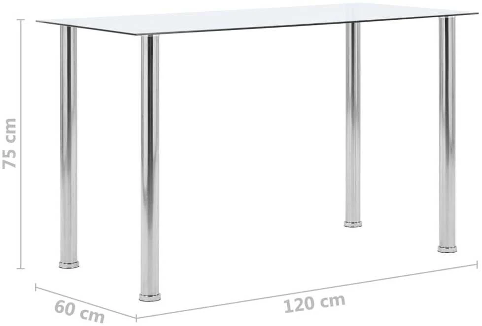 Valgomojo stalas, skaidrus, 120x60x75cm, grūdintas stiklas
