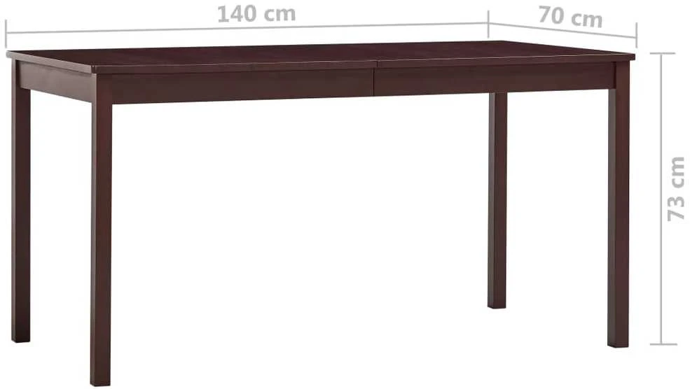 Valgomojo stalas, tams. rud. sp., 140x70x73cm, puš. med. mas.