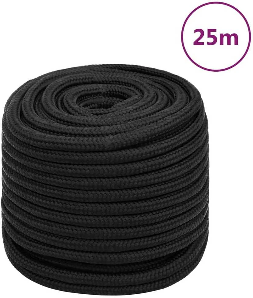 Valties virvė, visiškai juoda, 16mm, 25m, polipropilenas