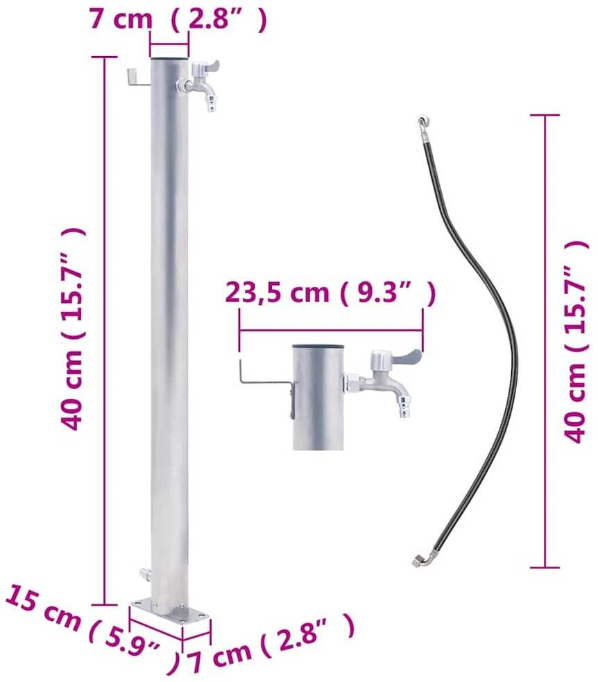 Vandens kolonėlė sodui, 40cm, nerūdijantis plienas, apskrita