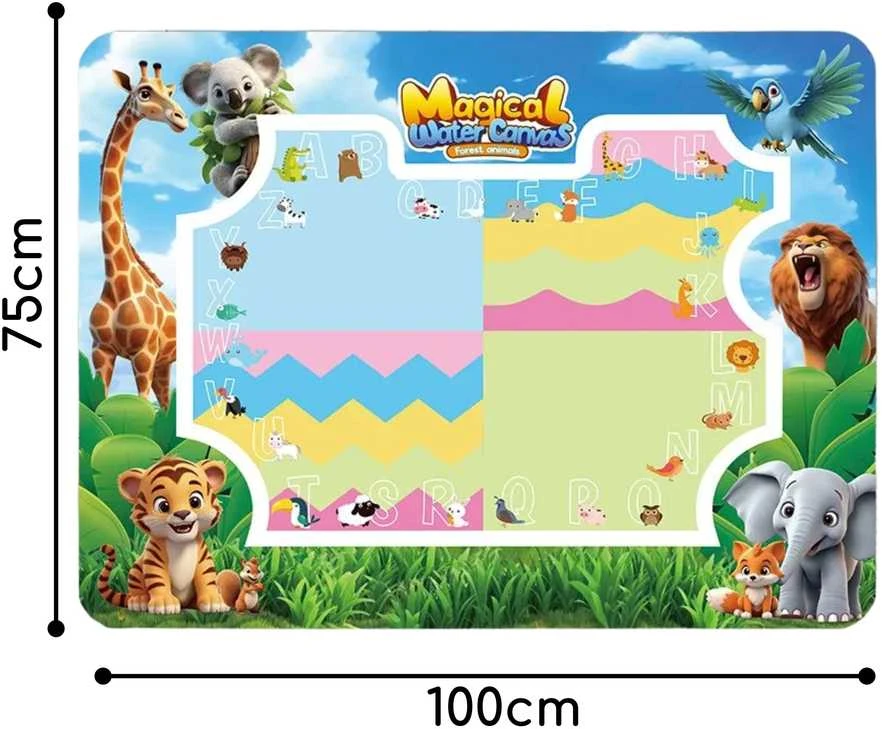 Vandens piešimo kilimėlis su raidėmis ir skaičiais Woopie Safari