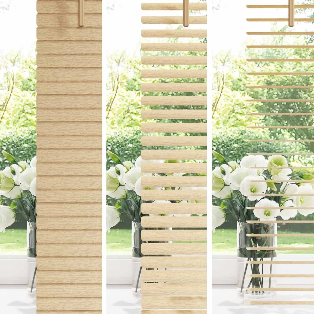 Venecijos žaliuzės Šviesiai ruda su raštu 150 x 80 cm 25 mm PVC