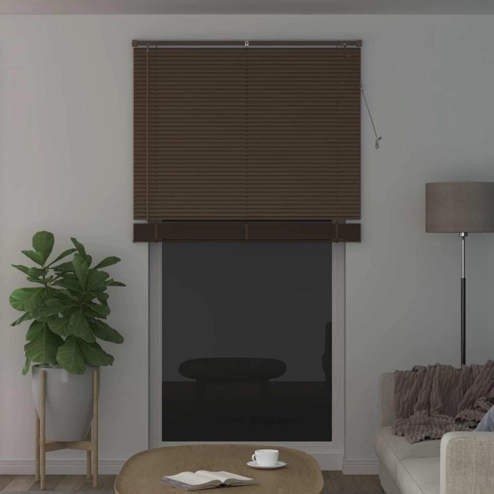Venecijos žaliuzės Tamsiai ruda su raštu 213 x 120 cm 25 mm PVC