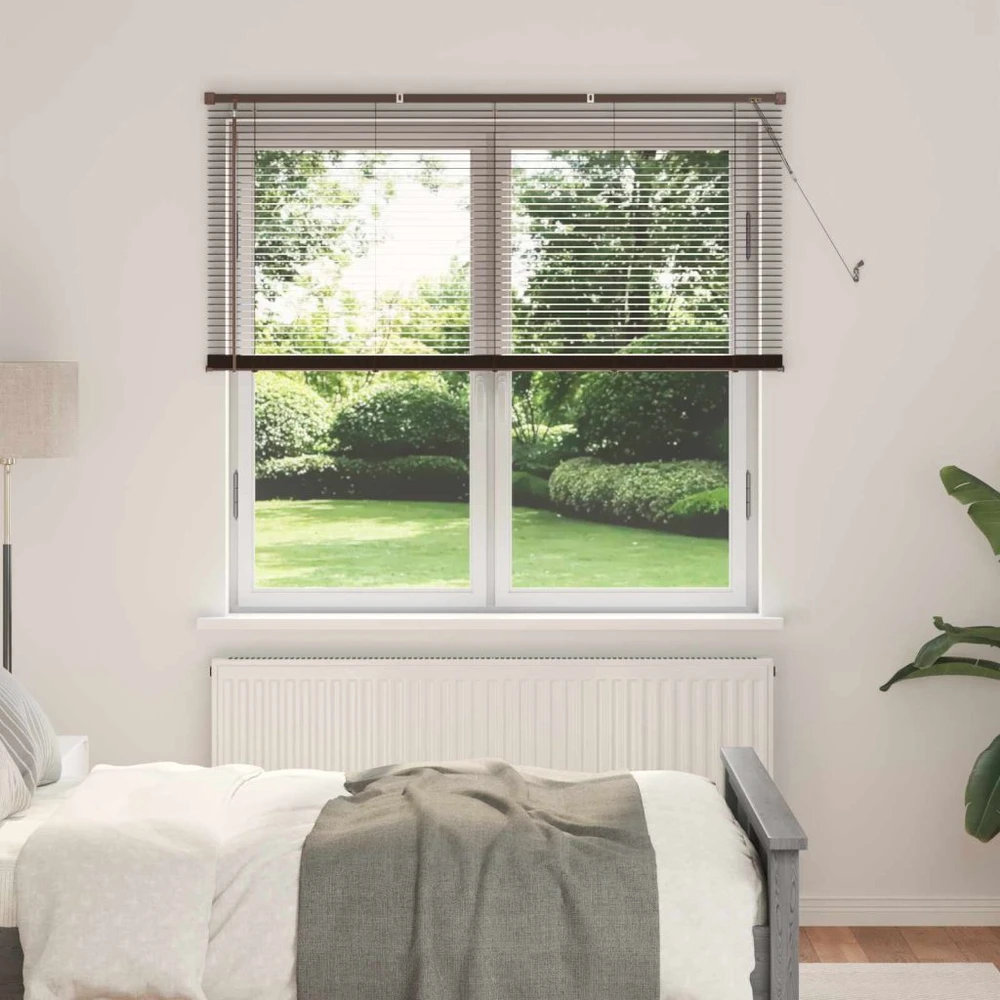 Venecijos žaliuzės Tamsiai ruda su raštu 150 x 130 cm 25 mm PVC