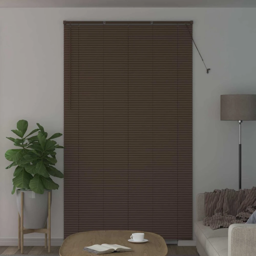 Venecijos žaliuzės Tamsiai ruda su raštu 213 x 140 cm 25 mm PVC