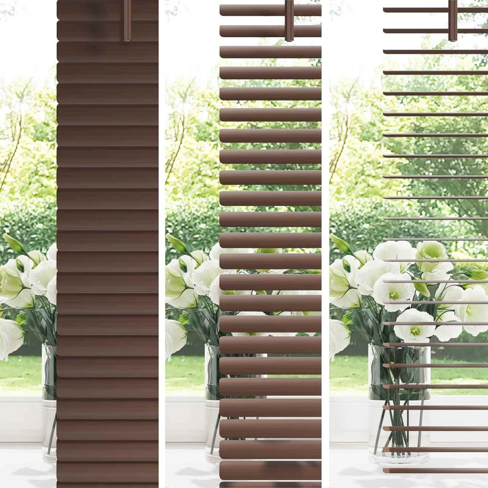 Venecijos žaliuzės Tamsiai ruda su raštu 150 x 150 cm 25 mm PVC