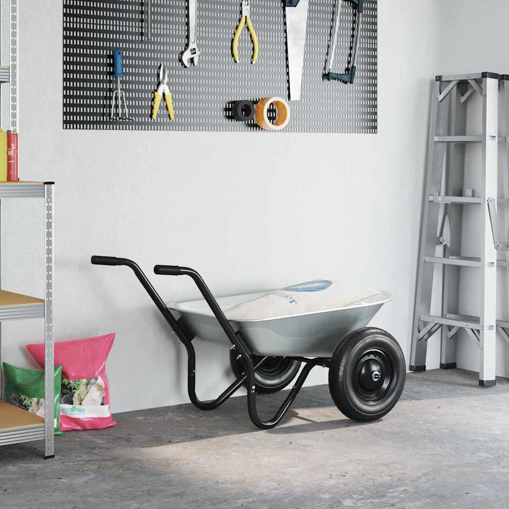 Vežimėlis Sidabrinė ir juoda 80 L 120 kg Galvanizuotas plienas