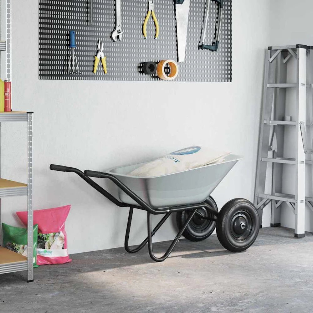 Vežimėlis Sidabrinė ir juoda 80 L 120 kg Galvanizuotas plienas