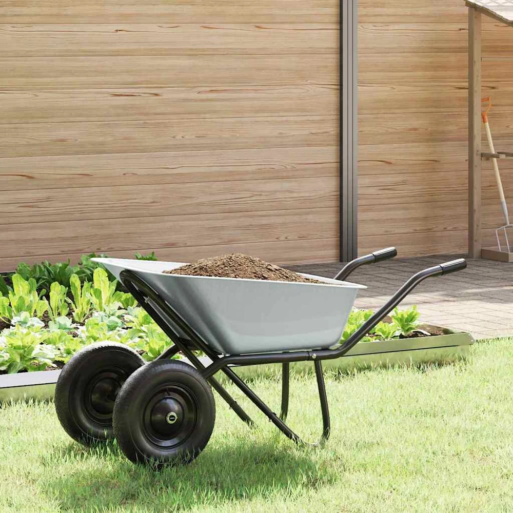 Vežimėlis Sidabrinė ir juoda 80 L 120 kg Galvanizuotas plienas