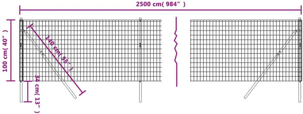 Vielinė tinklinė tvora, antracito, 1x25m, galvanizuotas plienas