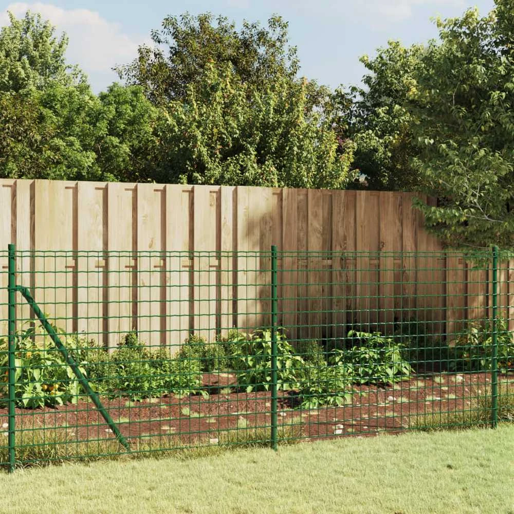 Vielinė tinklinė tvora su flanšais, žalios spalvos, 1,1x25m