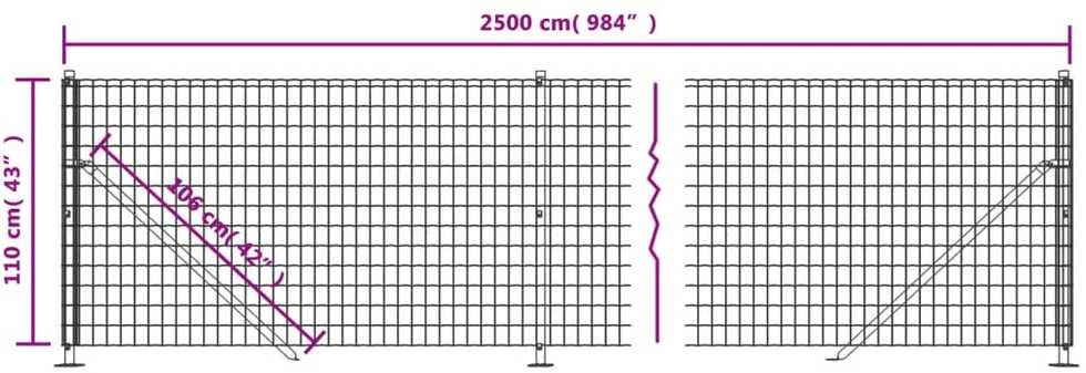 Vielinė tinklinė tvora su flanšais, žalios spalvos, 1,1x25m
