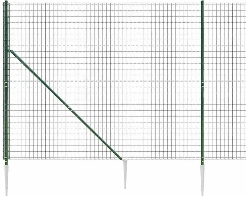 Vielinė tinklinė tvora su smaigais, žalios spalvos, 1,4x10m