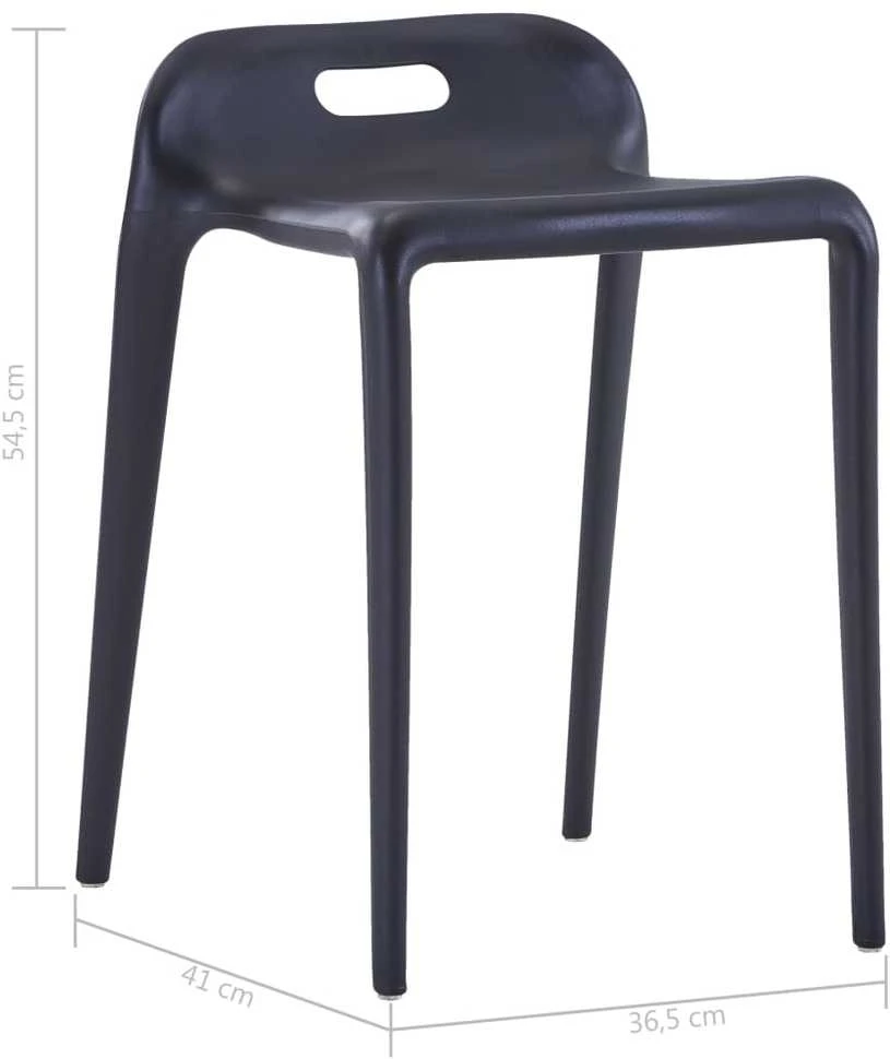Viena ant kitos sudedamos taburetės, 4 vnt., juodos, plastikas