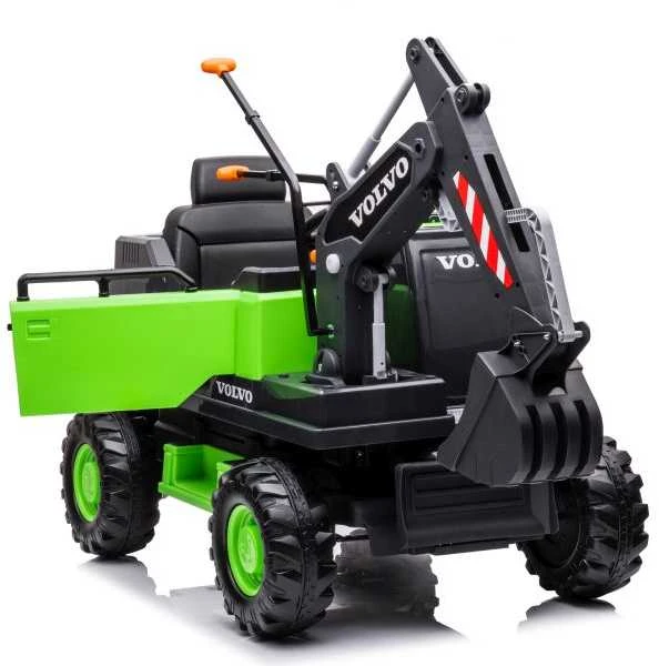 Lean Cars Vienvietis akumuliatorinis eskavatorius vaikams Volvo DK-VE888 Lean Toys, žalias