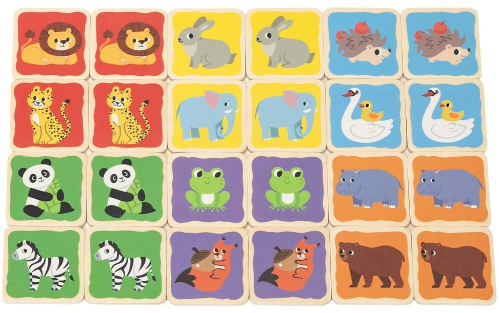 Viga Toys Viga atmintį lavinantis žaidimas vaikams Memo Animals medinis nuo 3 metų