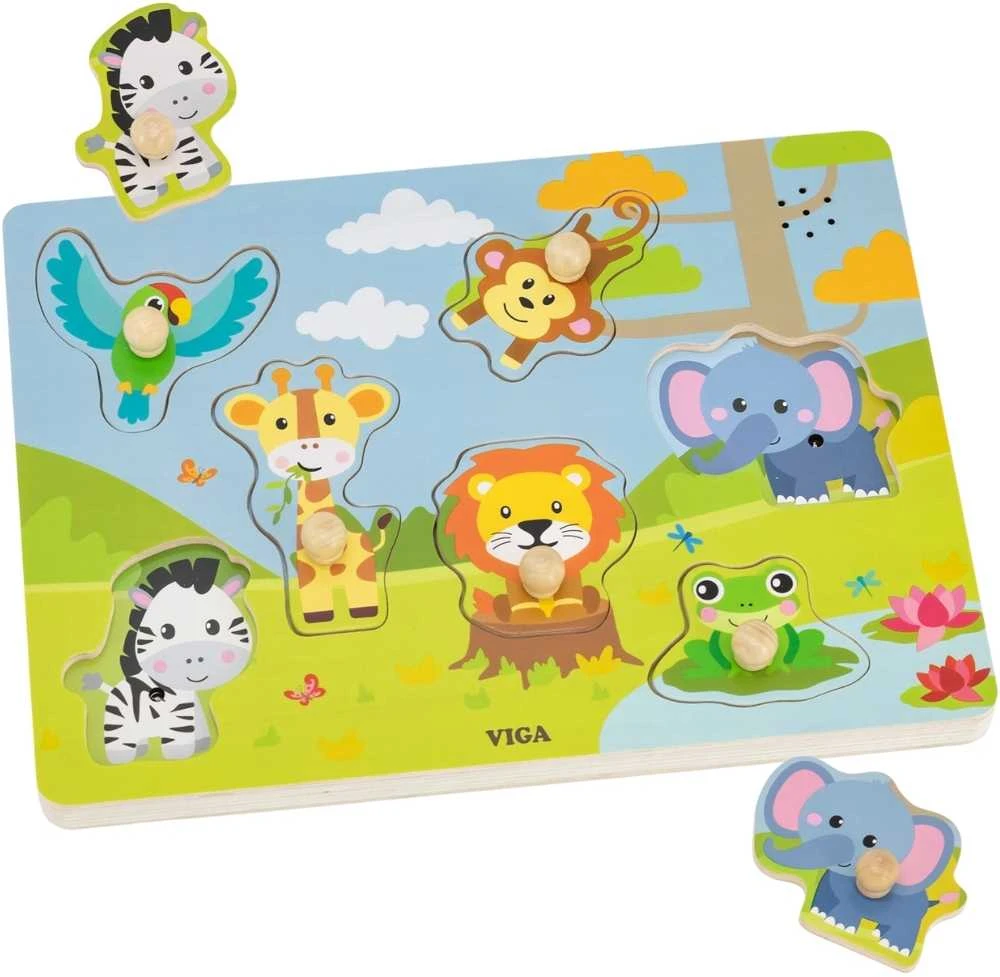 Viga Toys VIGA dėlionė Atpažink egzotinius gyvūnus
