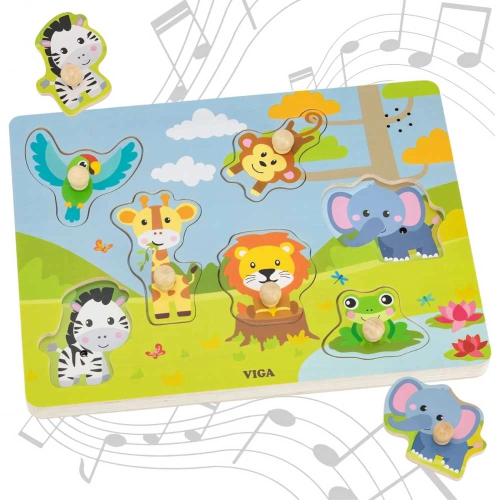Viga Toys VIGA dėlionė Atpažink egzotinius gyvūnus