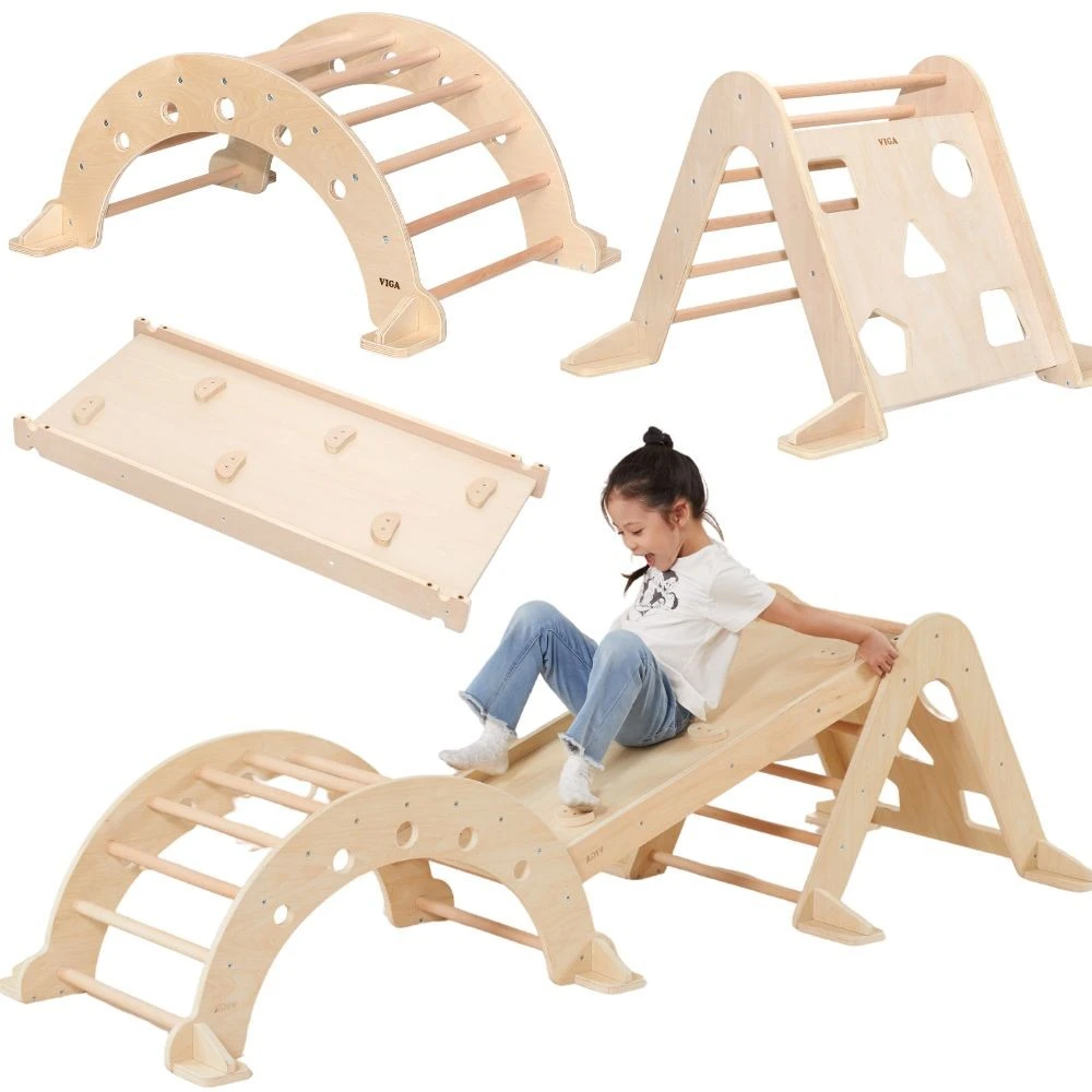 Viga Toys Viga Home žaidimų aikštelė 3in1 Piklerio trikampis supamoji lova ir čiuožykla