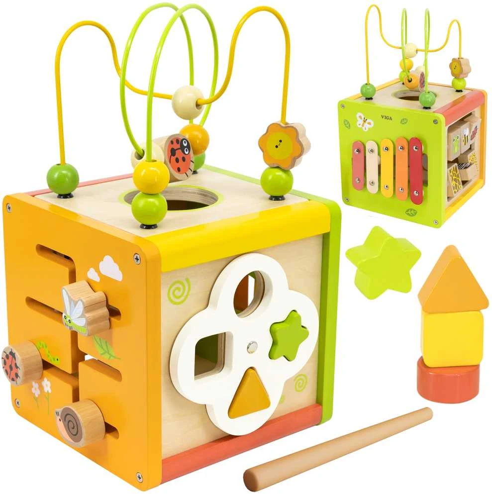 VIGA medinė edukacinė kubas 5in1