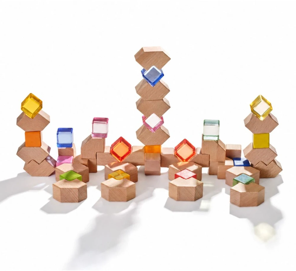Viga Toys VIGA medinės akrilinės šviesos kaladėlės 66 vnt. nuo 18 mėn.