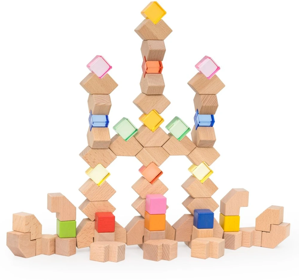 Viga Toys VIGA medinės akrilinės šviesos kaladėlės 66 vnt. nuo 18 mėn.
